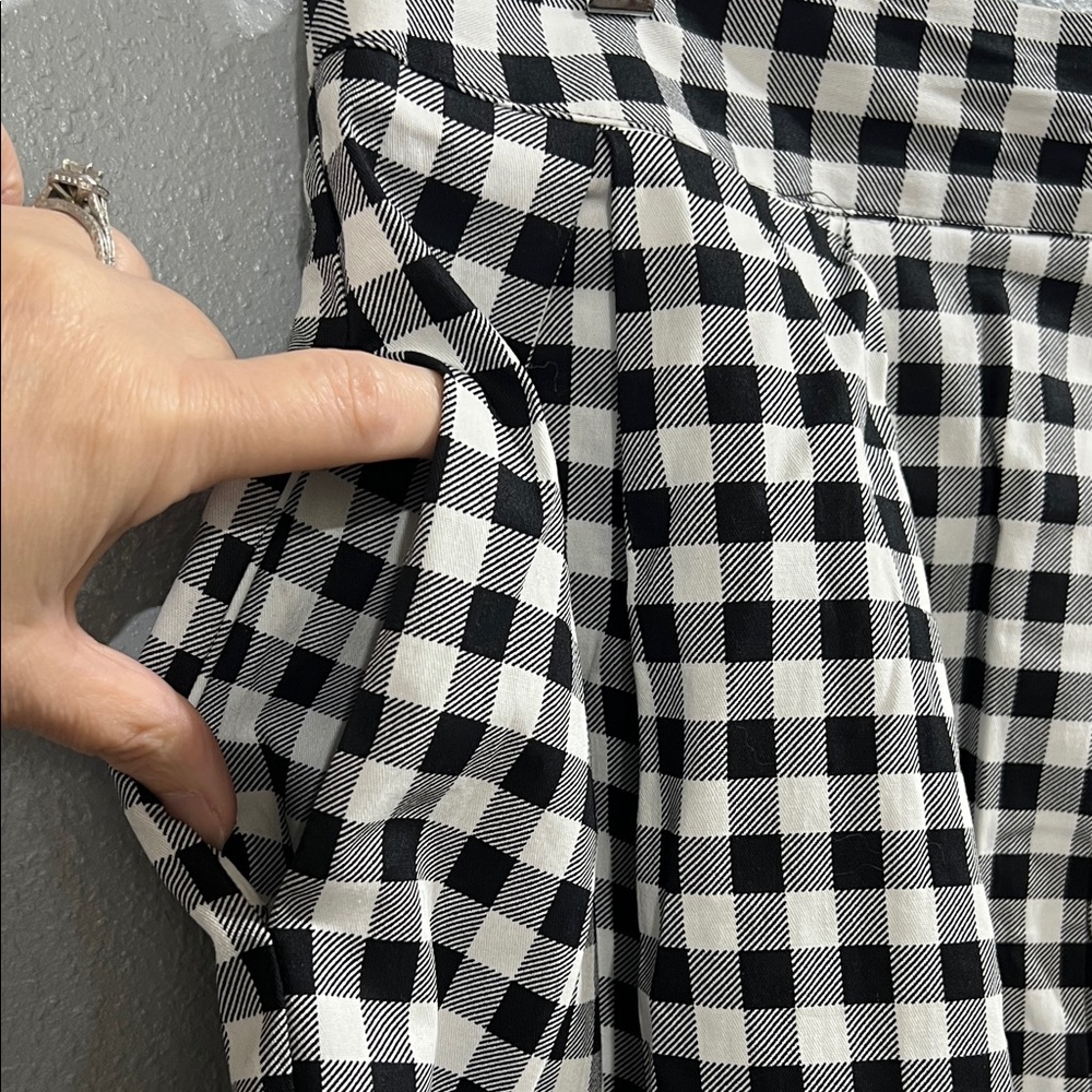 Classic Black and White Checkered Skirt circle L womens - Picture 3 of 6